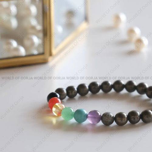 7 Chakra with Pyrite Bracelet – Alignment & Abundance Blend