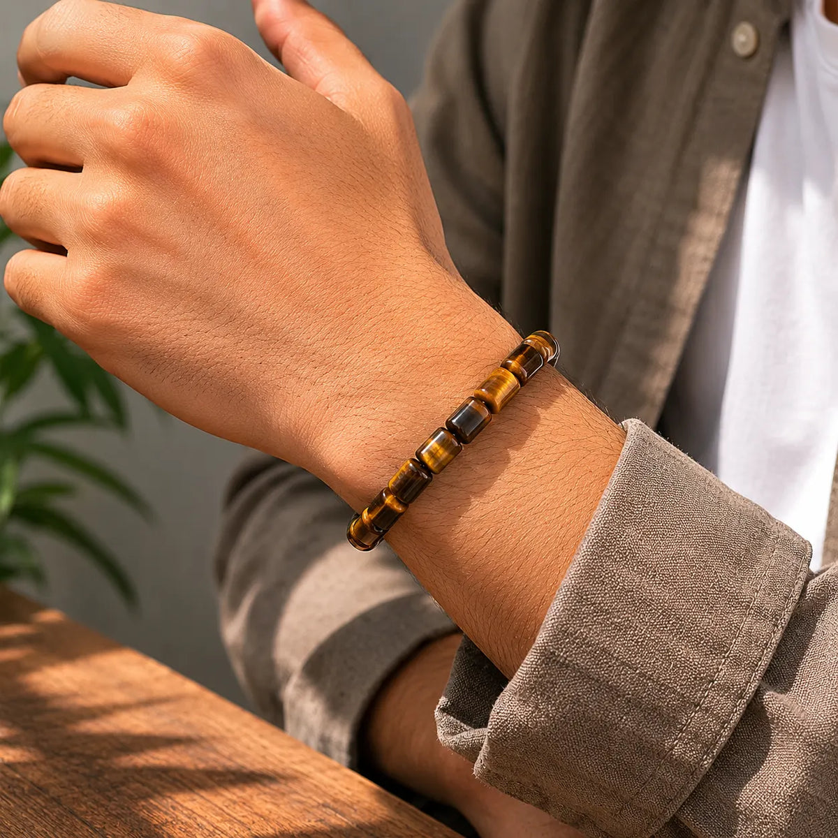 Tiger Eye Cylinder Bracelet