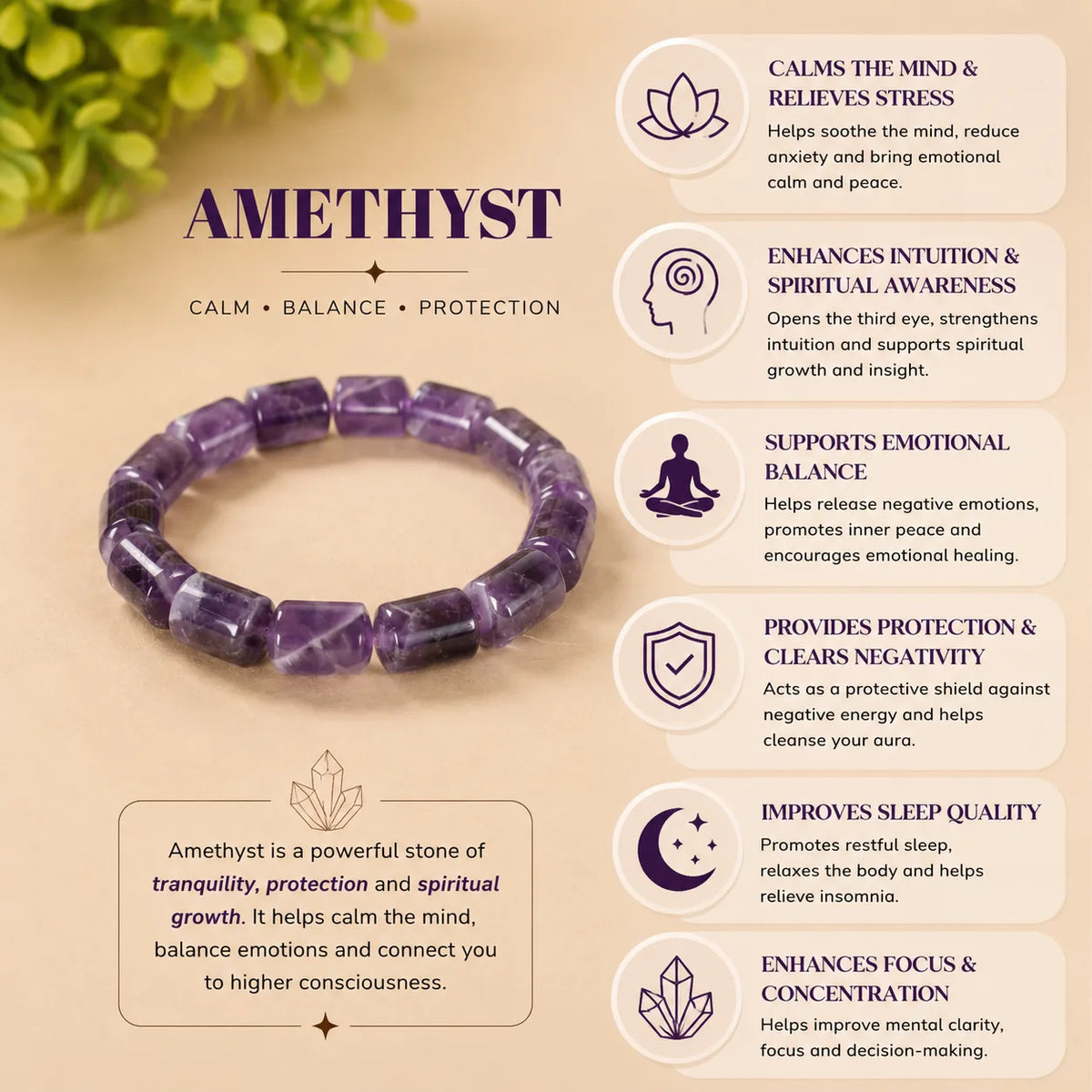 Amethyst Cylinder Bracelet