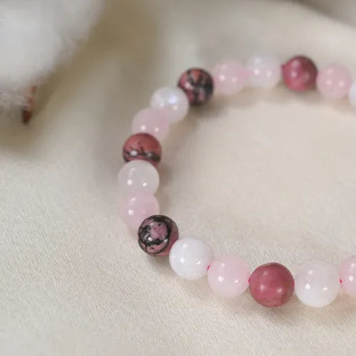 Love Attraction & Marriage Bracelet – Rose Quartz, Moonstone & Rhodonite Blend