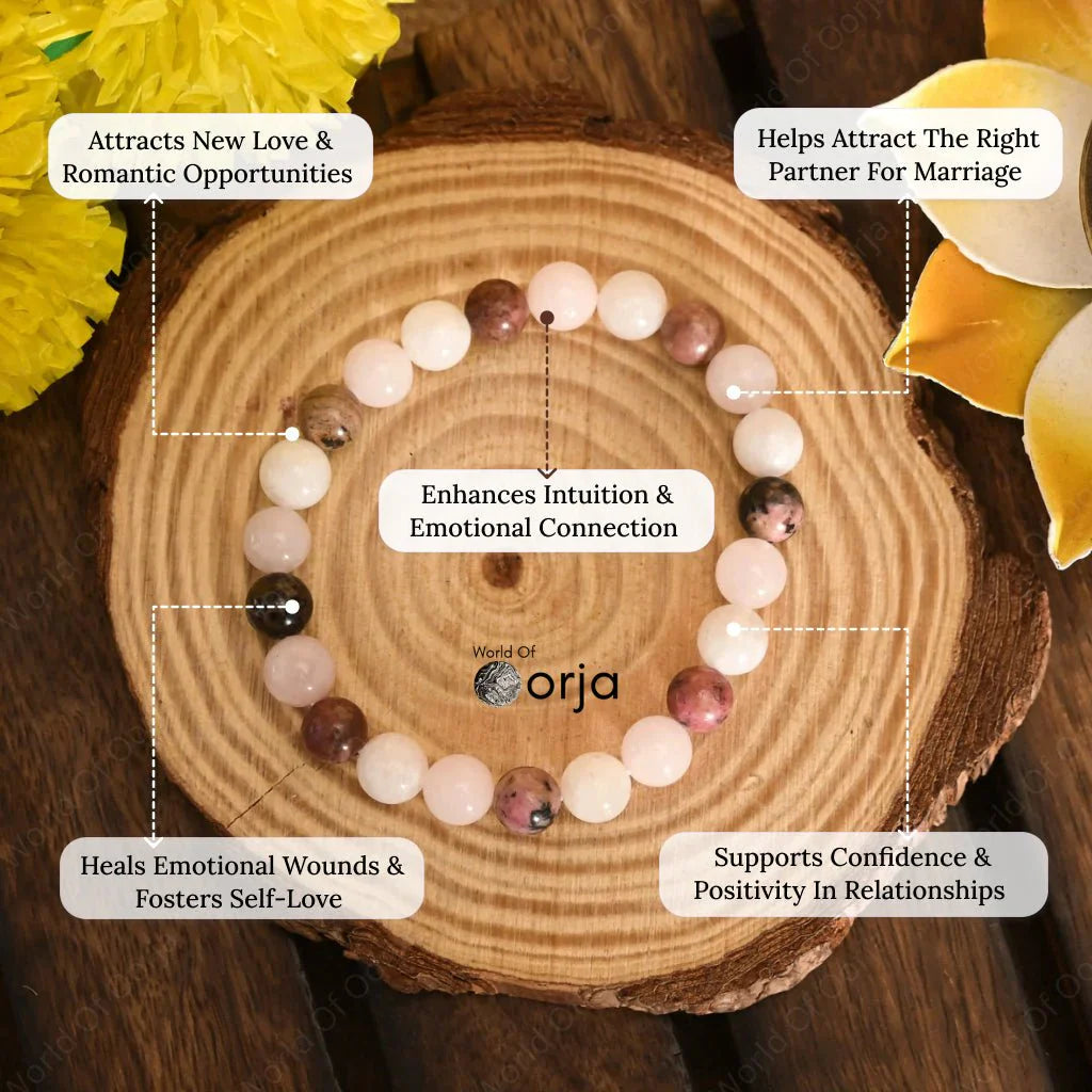 Love Attraction & Marriage Bracelet – Rose Quartz, Moonstone & Rhodonite Blend