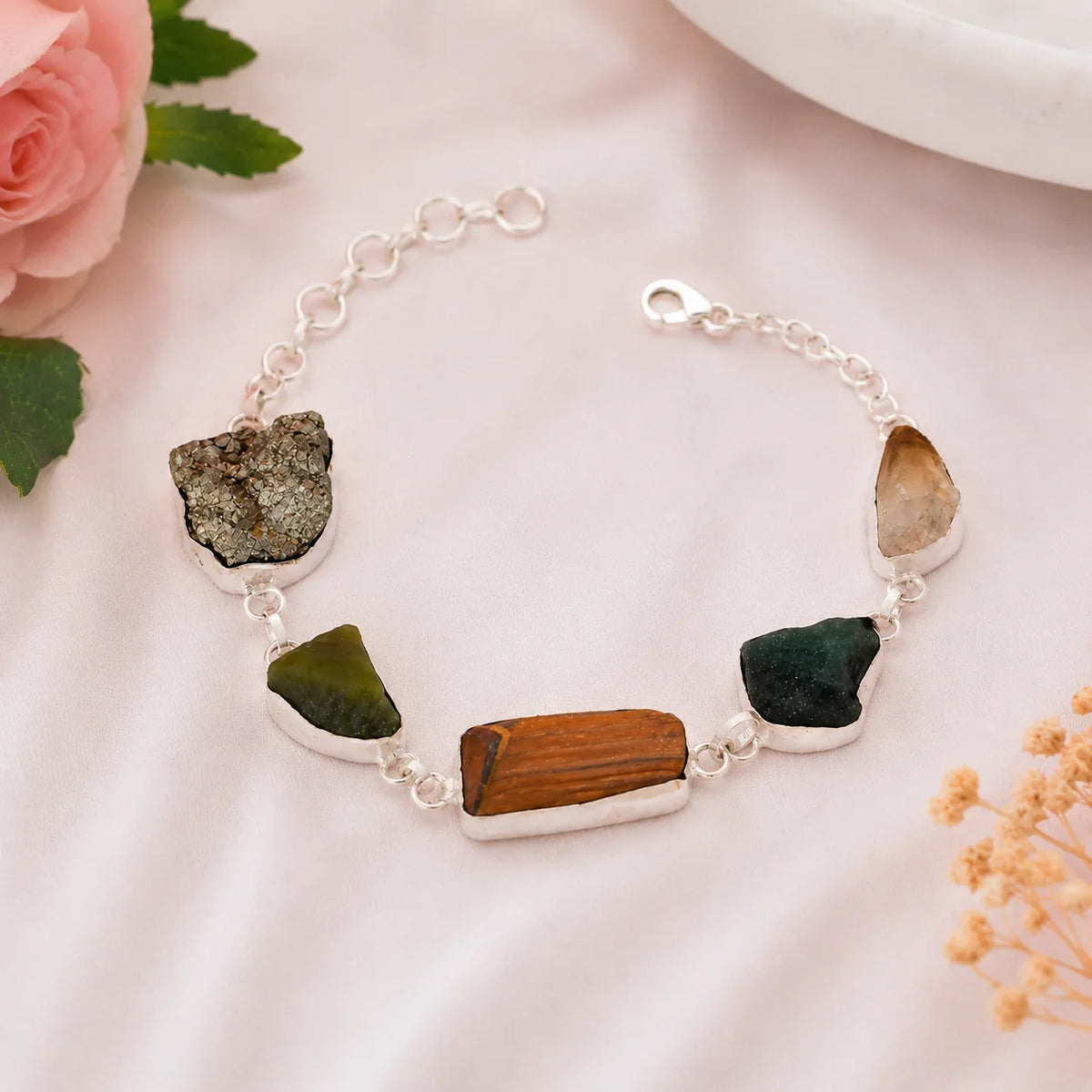 Raw Dhan Yog Bracelet – Uncut Crystal Wealth Chain